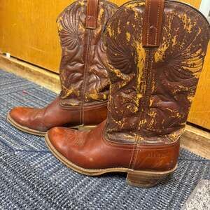 Vintage Cowboy Boots Brown Leather Rockabilly Style Mens 10D by Acme Dingo 1970s
